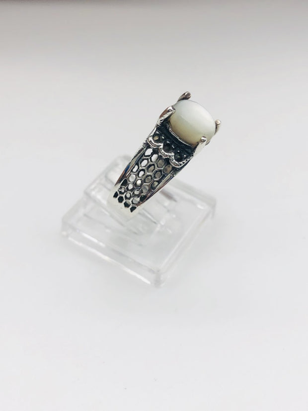 .925  Sterling Silver Abalone Fashion Ring
